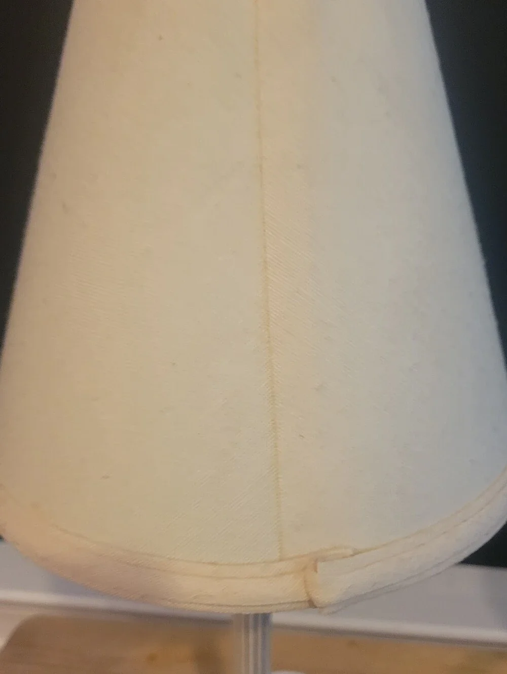 Vintage Slender Base Linen Shade Hand-Painted Flower Motif Cream Lamp